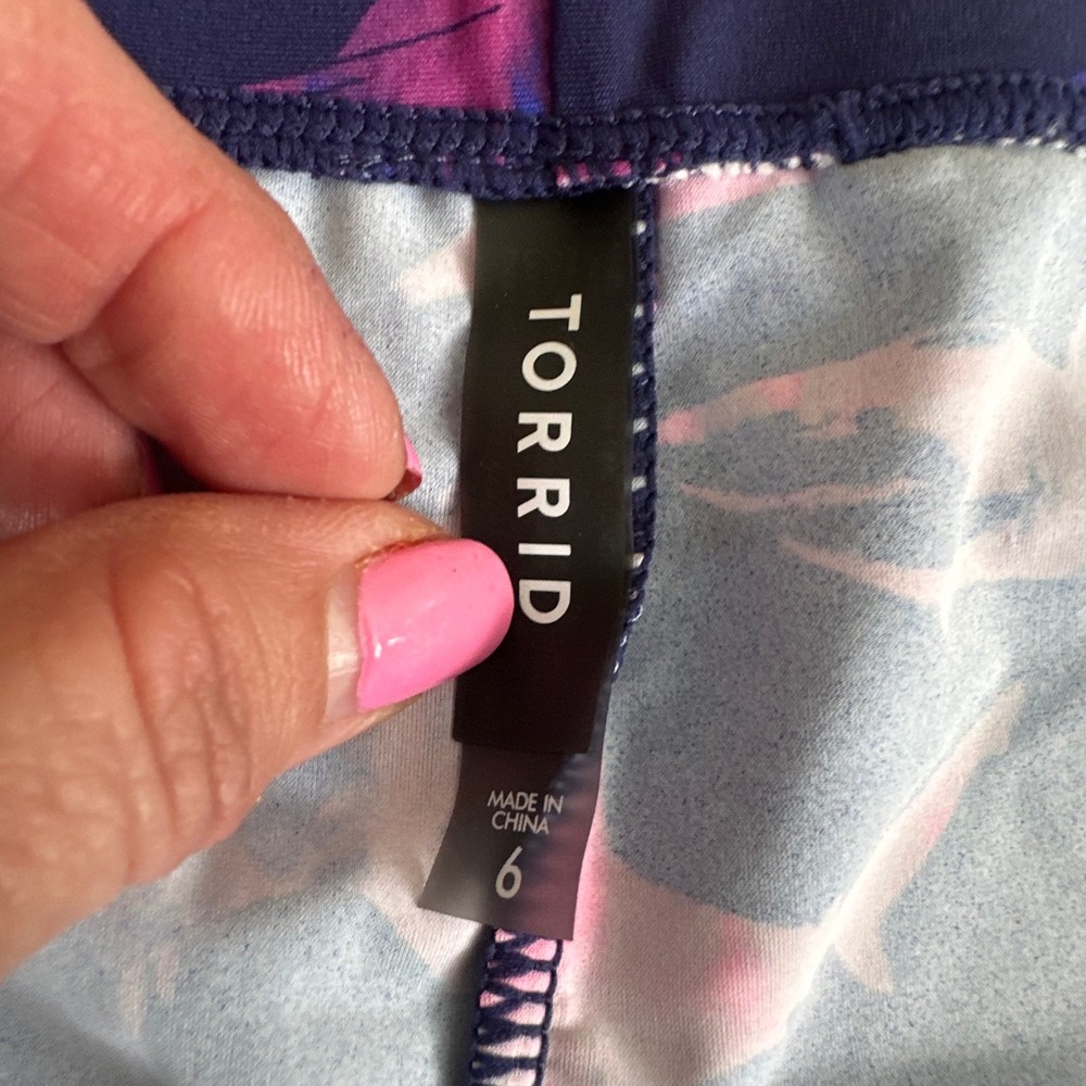 Torrid Shark Print Tankini Swim Set Navy Blue Pink Purple Plus Size 6 NEW - Picture 10 of 11